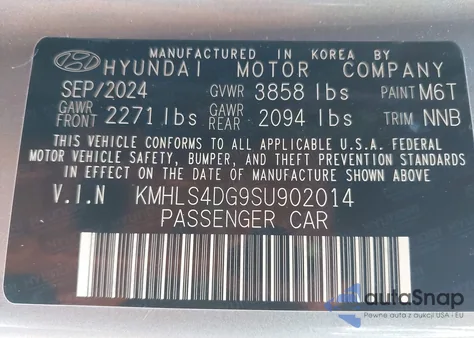 2025 Hyundai Elantra Sel Convenience from USA, damaged, VIN KMHLS4DG9SU902014